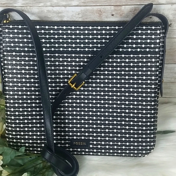 Fossil Bags Fossil Black And White Crossbody Bag 5 Compartments